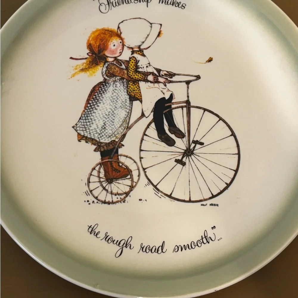 Holly Hobbie Friendship Bicycle Decorative Dinner Plate - White & Brown